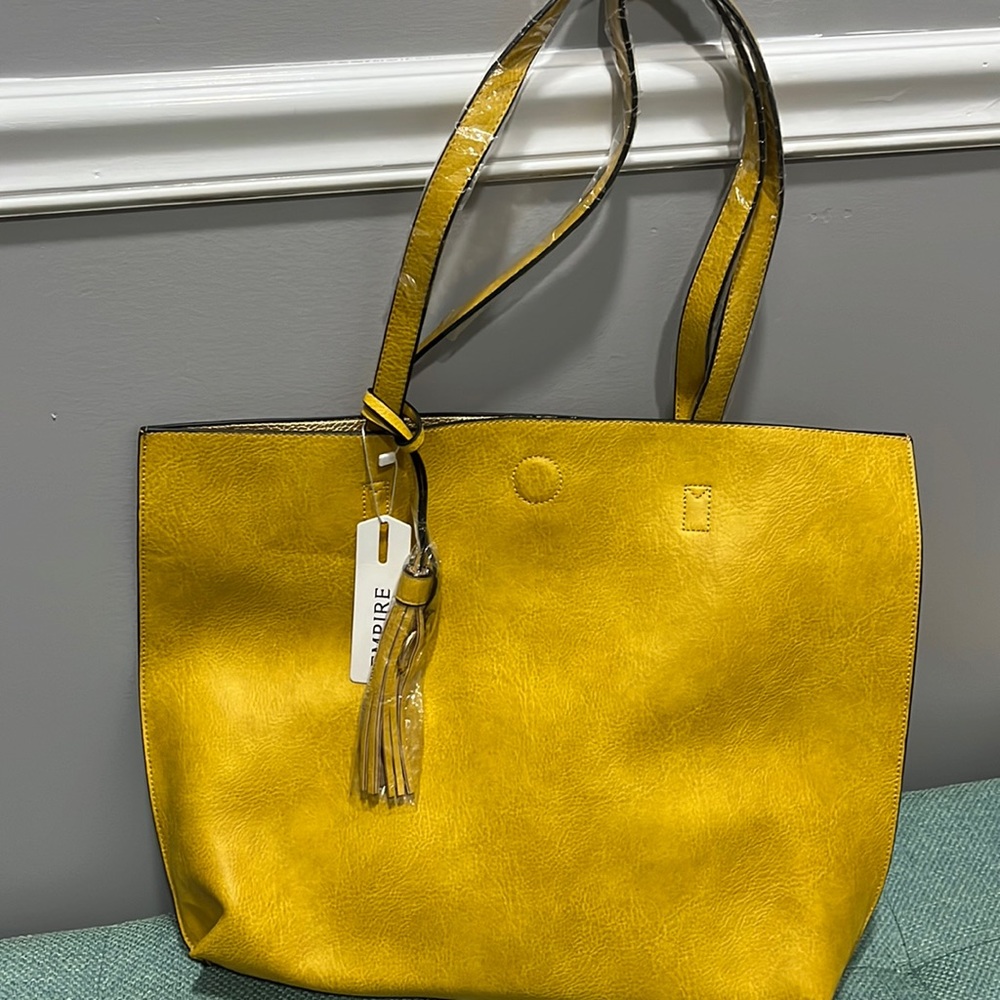 3 bags one price -Nice reverse mustard/gold tote includes wristlet or crossbody